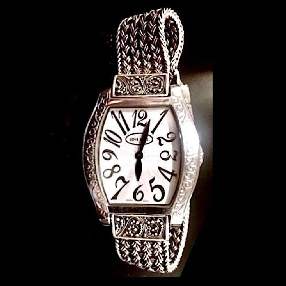 LOIS HILL Watch Sterling Silver Torneau Swiss Movement Bracelet Watch - Picture 12 of 17